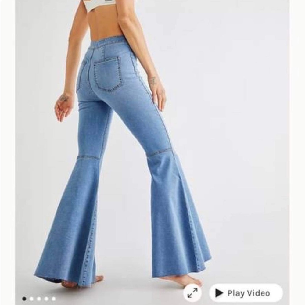 Free people light wash bell bottom jeans